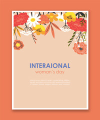 International Women s Day floral card. Vector illustration