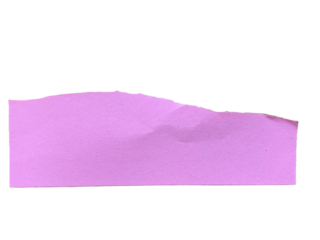 Horizontal pink torn paper scrap with jagged edge and subtle texture isolated on transparent background