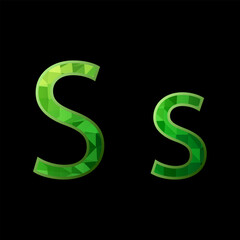 Alphabet made of green glass. Letter S. Vector illustration.