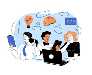 Teamwork and creativity concept. Vector illustration