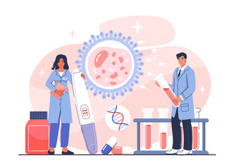 Fertility research and pregnancy test. Vector illustration