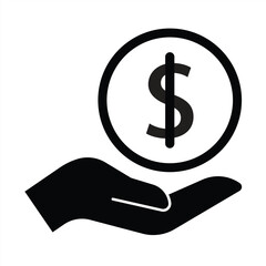 hand icon holding dollar bill. vector illustration