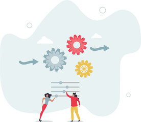 Workflow management, working process optimization for best outcome, team management or development plan and procedure concept.flat character life .