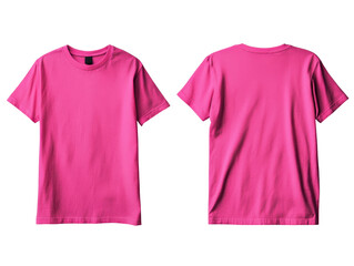 Isolated Hot Pink T-Shirt Front and Back View