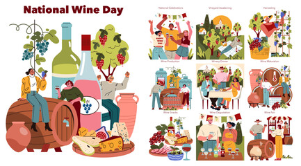 National Wine Day. Flat Vector Illustration