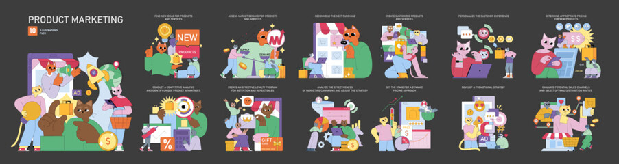 Product Marketing. Flat Vector Illustration