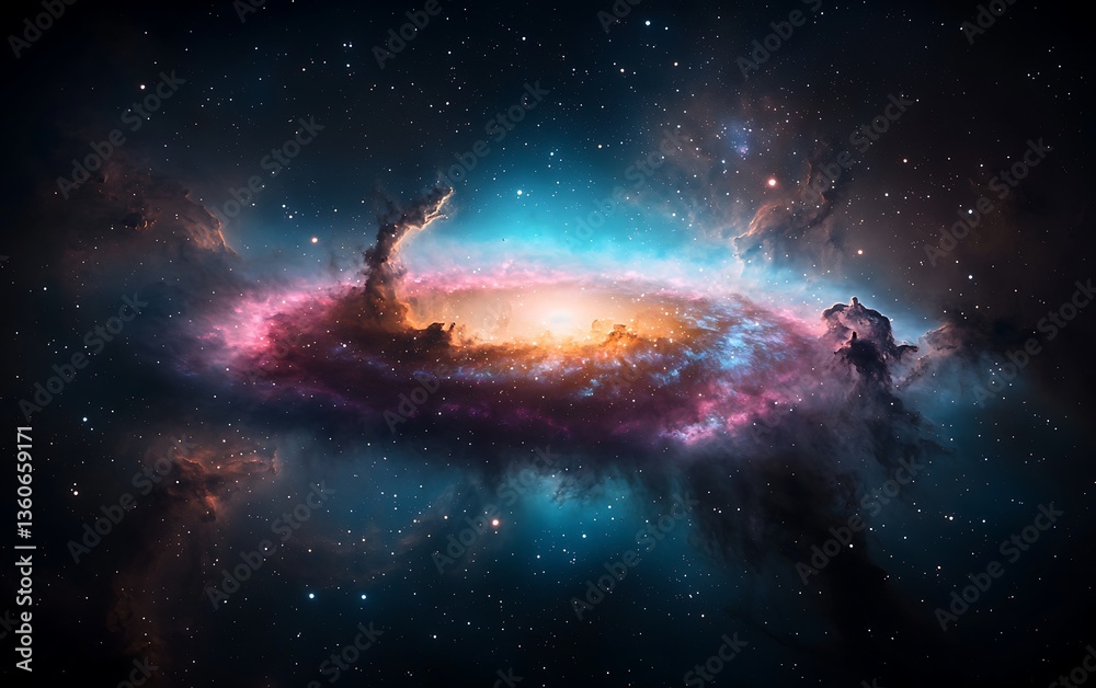 Aufkleber cosmic nebula swirls colorful space background