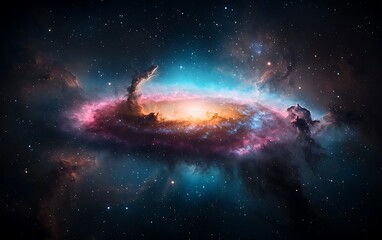 Fototapeta premium Cosmic nebula swirls colorful space background