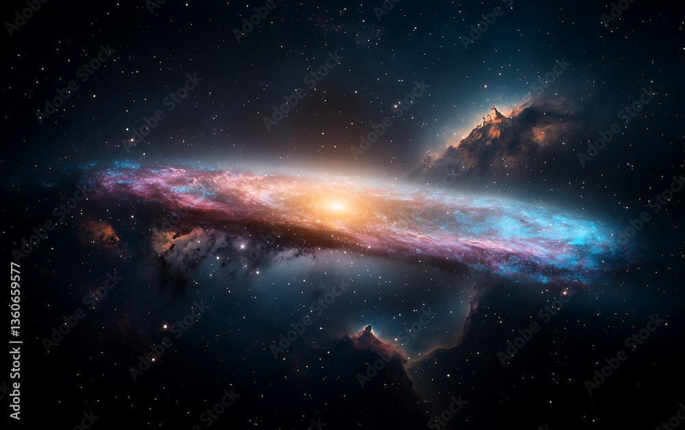 Poster cosmic spiral galaxy in deep space