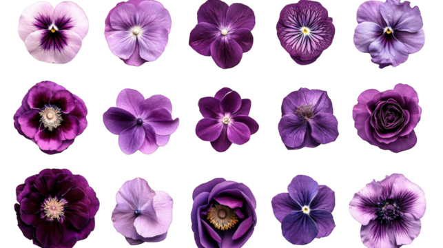 set of violet flowers - Powered by Adobe