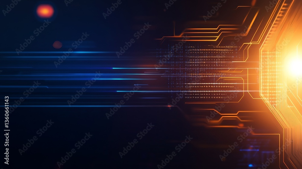Poster abstract digital background with glowing lines and circuit patterns representing technology