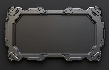 Futuristic, metallic frame, empty display