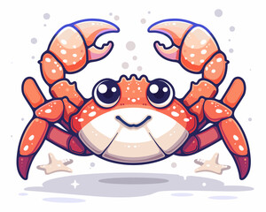 Crab vector illustration on the theme of marine animals in a flat style