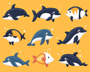 Obraz premium dolphin vector illustration on the theme of marine animals in a flat style
