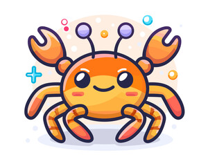 Fototapeta premium Crab vector illustration on the theme of marine animals in a flat style