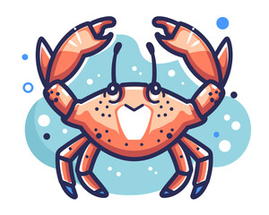 Obraz premium Crab vector illustration on the theme of marine animals in a flat style