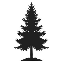 Obraz premium A clean, bold black silhouette of a pine tree against a white background.