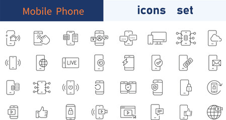 Mobile Phone Icon Set – Modern Vector Icons for Mobile Devices and Communication