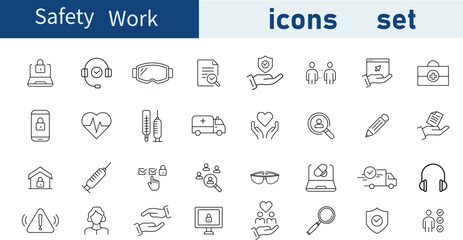 Safety Work Icon Set – Essential Icons for Workplace Safety & Protection