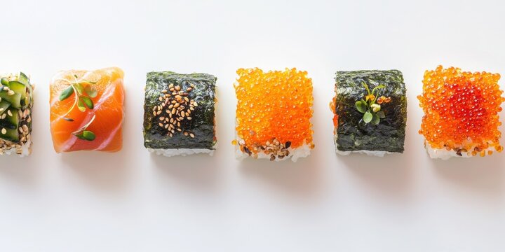 Sushi variado con pescado y huevas
