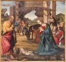 Gordijnen FLORENCE, ITALY - MARCH 18, 2025: The renaissance painting of Nativity in the church Basilica di Santo Spirito by Giuliano Bugiardini (1495). © Renáta Sedmáková