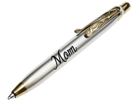 Elegant Silver Pen with Gold Accents, Engraved Mom, Mother's Day Gift