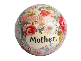 Floral Mother's Day Gift Ornament HandPainted Sphere with Roses and Daisies