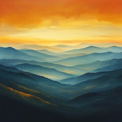 Obraz premium Serene Sunrise Over Majestic Mountains