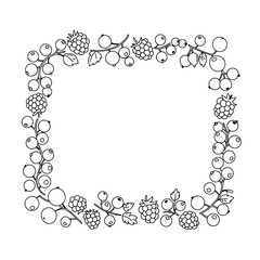 Berry Border: An elegant illustration showcases a berry border design, with an assortment of berries creating a frame for design or text. Evoking the essence of nature and artistic style.