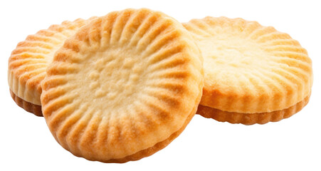 PNG Three round shortbread biscuits dessert cookie food.