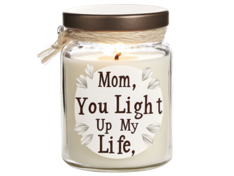 Mom, You Light Up My Life Scented Jar Candle with Rustic Design for Mother's Day