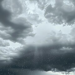 Fototapeta premium Overcast gray sky with rain falling heavily from clouds