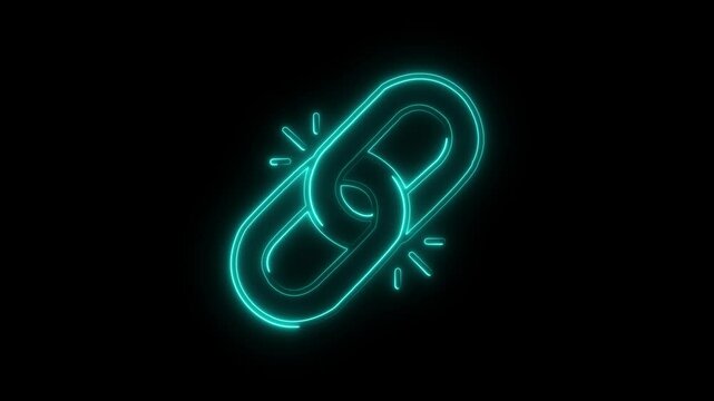 Glowing neon backlinks icon isolated on black background. HD Video motion graphic animation