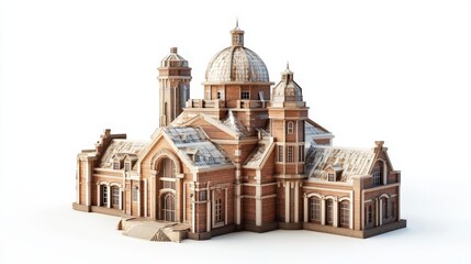 Obraz premium A detailed architectural rendering of a classic brick building