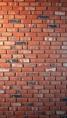 Fototapeta premium Rustic red brick wall texture, wide angle view, surface, red brick, photo