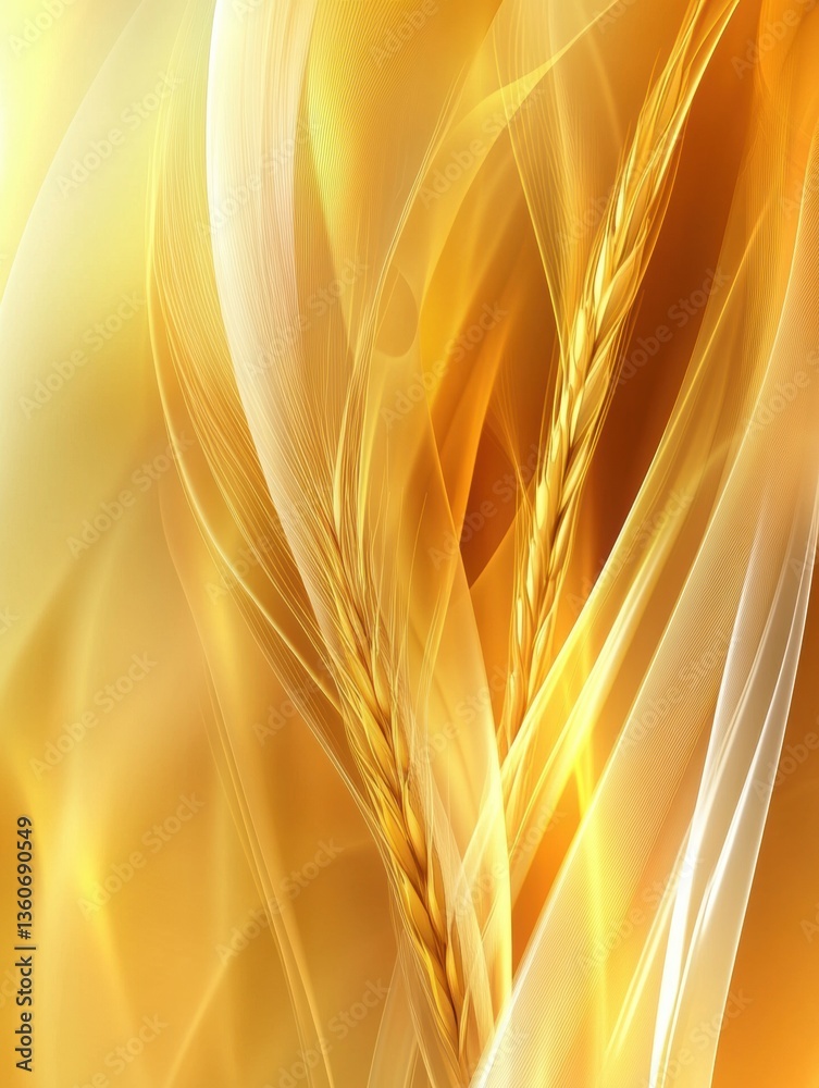 Poster Surreal transformation of golden wheat into glowing energy waves in a dreamy environment Generative AI