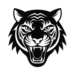 Angry Bengal Tiger head vector silhouette