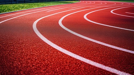 A red school running track, perfect for sports and fitness. 
