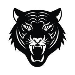 Angry Bengal Tiger head vector silhouette