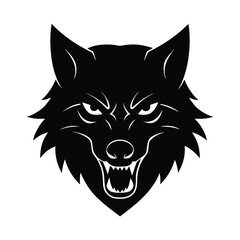Angry Gray Wolf head vector silhouette