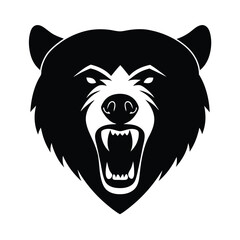 Angry Polar Bear head vector silhouette