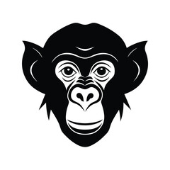 Chimpanzee head vector silhouette