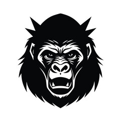 Mountain Gorilla head vector silhouette