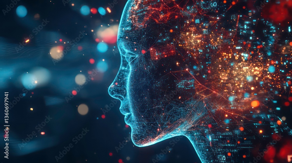 Canvas Prints futuristic health tech interface displays 3d human model. data visualizations, graphs cover backgrou