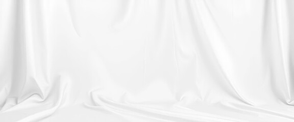 Obraz premium Luxurious, wrinkle-free white fabric backdrop, ideal for product photography, texture background, backdrop photography