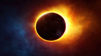 Obraz premium Stunning solar eclipse with orange halo effect