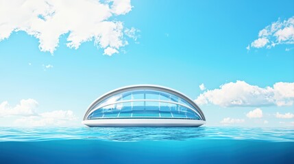 Obraz premium Modern floating structure in clear blue ocean water