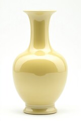 Elegant Beige Ceramic Vase Isolated on White Background Still Life