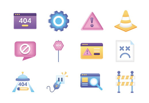 Colorful Error Warning Alert Web Interface Icons Set