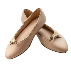Obraz premium A Pair of Classic Ballet Flats with Bows Isolated on Transparent Background